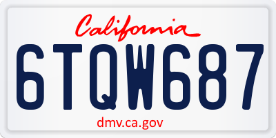 CA license plate 6TQW687