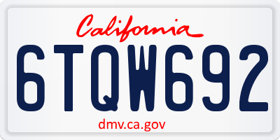 CA license plate 6TQW692