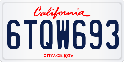CA license plate 6TQW693