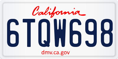 CA license plate 6TQW698