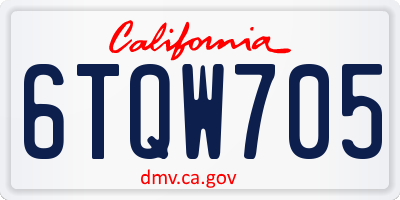 CA license plate 6TQW705