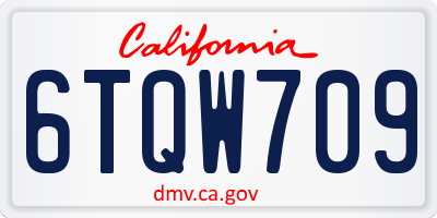 CA license plate 6TQW709