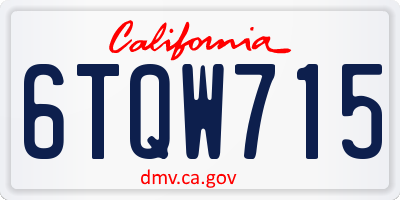 CA license plate 6TQW715