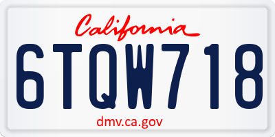 CA license plate 6TQW718