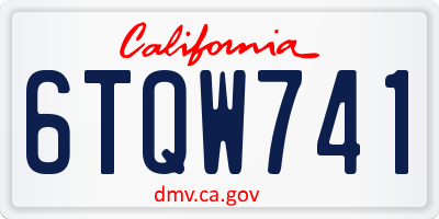 CA license plate 6TQW741