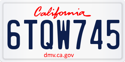 CA license plate 6TQW745