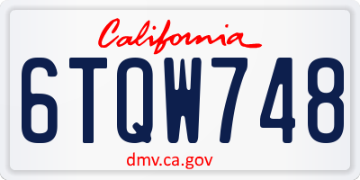 CA license plate 6TQW748