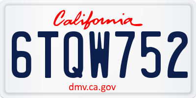 CA license plate 6TQW752