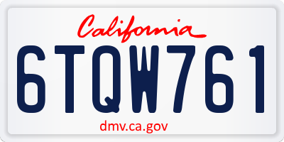 CA license plate 6TQW761