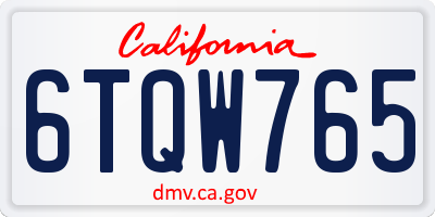 CA license plate 6TQW765