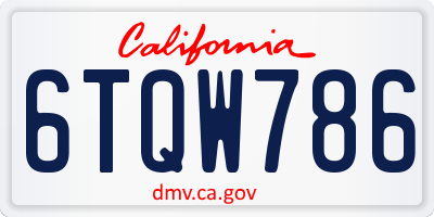 CA license plate 6TQW786