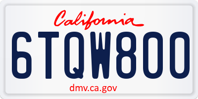 CA license plate 6TQW800