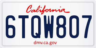 CA license plate 6TQW807