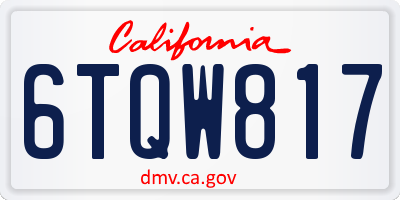 CA license plate 6TQW817