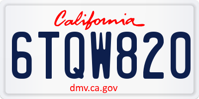 CA license plate 6TQW820