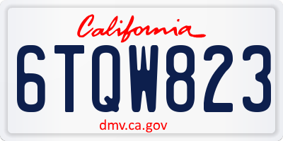 CA license plate 6TQW823