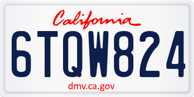 CA license plate 6TQW824