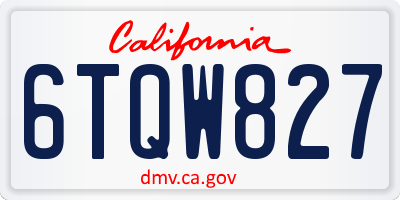 CA license plate 6TQW827