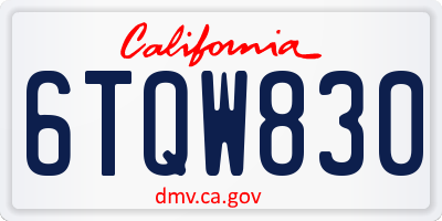 CA license plate 6TQW830