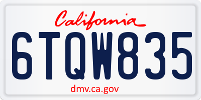 CA license plate 6TQW835