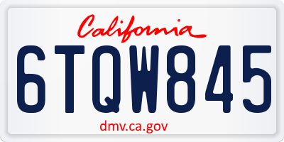 CA license plate 6TQW845