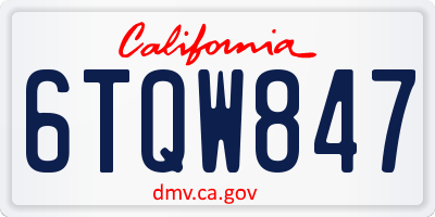 CA license plate 6TQW847