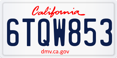 CA license plate 6TQW853