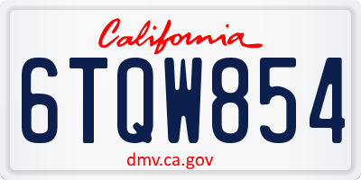 CA license plate 6TQW854