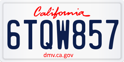 CA license plate 6TQW857