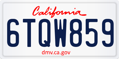 CA license plate 6TQW859