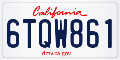 CA license plate 6TQW861