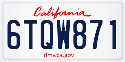 CA license plate 6TQW871