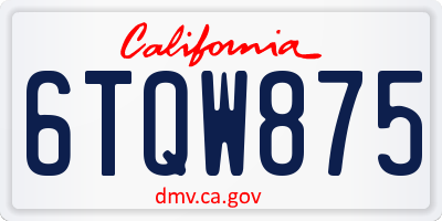 CA license plate 6TQW875