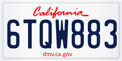 CA license plate 6TQW883