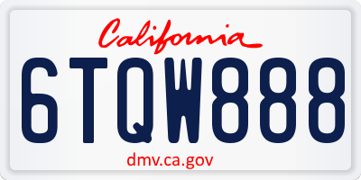 CA license plate 6TQW888