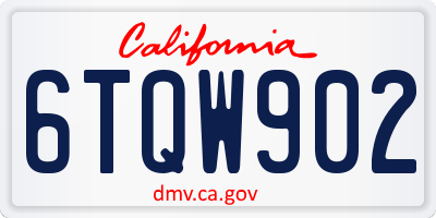 CA license plate 6TQW902