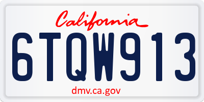 CA license plate 6TQW913
