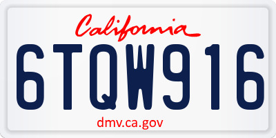 CA license plate 6TQW916