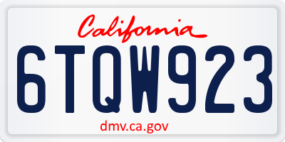 CA license plate 6TQW923