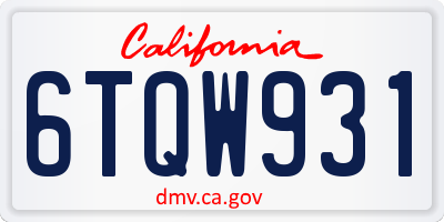 CA license plate 6TQW931