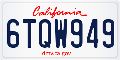 CA license plate 6TQW949