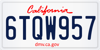 CA license plate 6TQW957