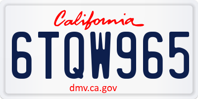 CA license plate 6TQW965