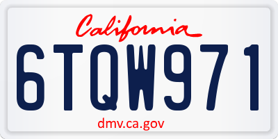 CA license plate 6TQW971