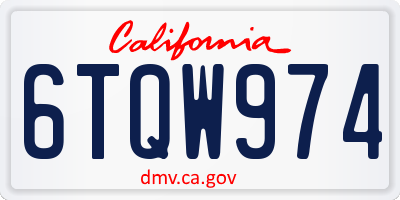 CA license plate 6TQW974