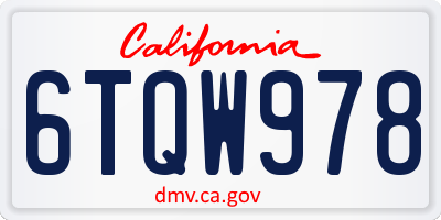 CA license plate 6TQW978