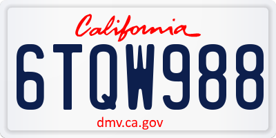 CA license plate 6TQW988