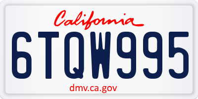 CA license plate 6TQW995