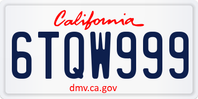 CA license plate 6TQW999