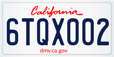 CA license plate 6TQX002